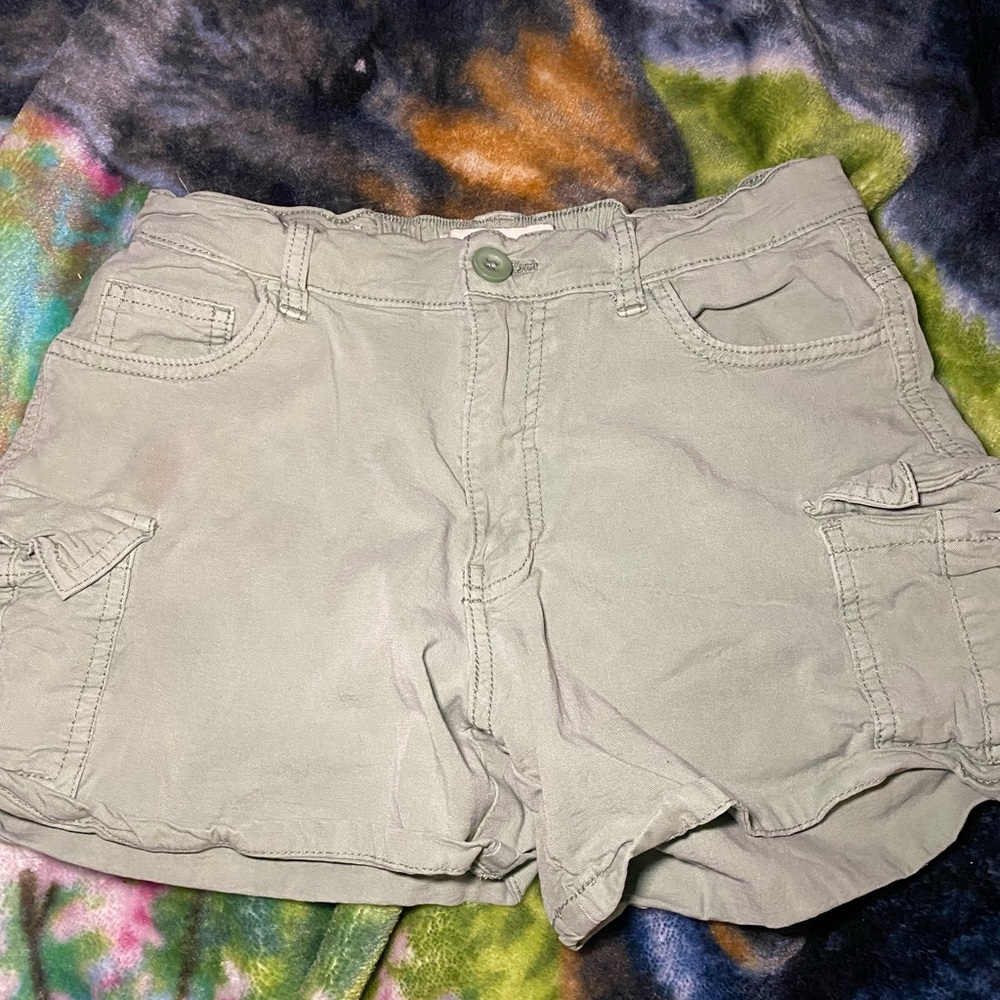 Green Cargo Shorts with Relaxed Fit
